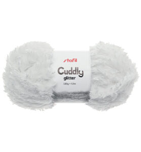 Cuddly Glitter Yarn, White 100gr / 52mtr