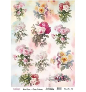 Cadence Rijst Decoupage Papier 273 30x42 Cm Rozen Aquarel