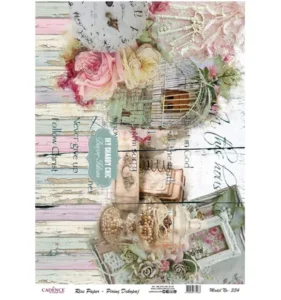 Cadence Rijst Decoupage Papier 334 30x42 Cm Vogelkooi