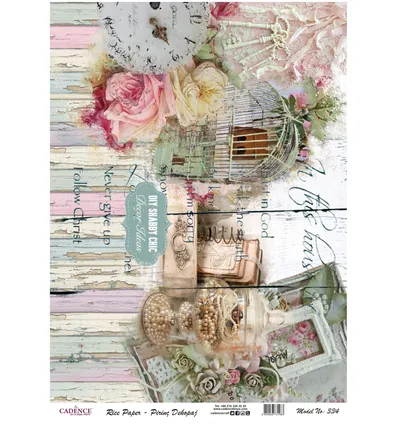 Cadence Rijst Decoupage Papier 334 30x42 Cm Vogelkooi