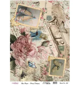 Cadence Rijst Decoupage Papier 343 30x42 Cm Postzegels Vinta