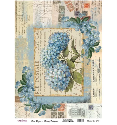 Cadence Rijst Decoupage Papier 396 30x42 Cm Hortensia