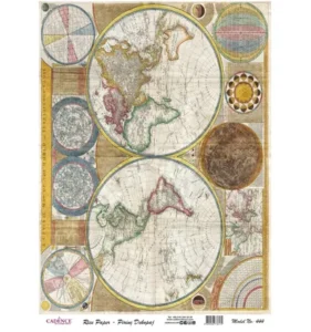 Cadence Rijst Decoupage Papier 444 30x42 Cm Wereldkaarten