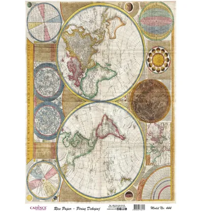 Cadence Rijst Decoupage Papier 444 30x42 Cm Wereldkaarten