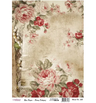 Cadence Rijst Decoupage Papier 522 30x42 Cm Sepia Rozen