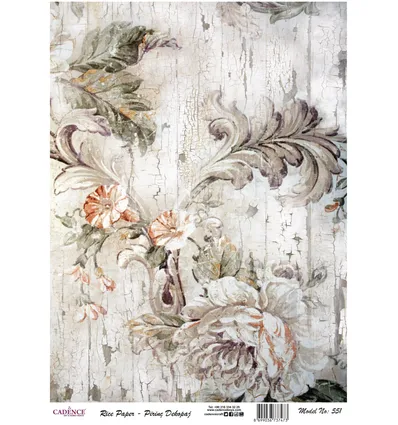 Cadence Rijst Decoupage Papier 551 30x42 Cm Crackle Grijs