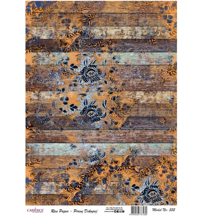 Cadence Rijst Decoupage Papier 552 30x42 Cm Blauw Hout