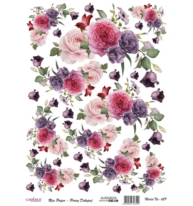 Cadence Rijst Decoupage Papier 629 30x42 Cm Rozen Wit