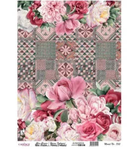 Cadence Rijst Decoupage Papier 733 30x42 Cm Roze Mozaiek