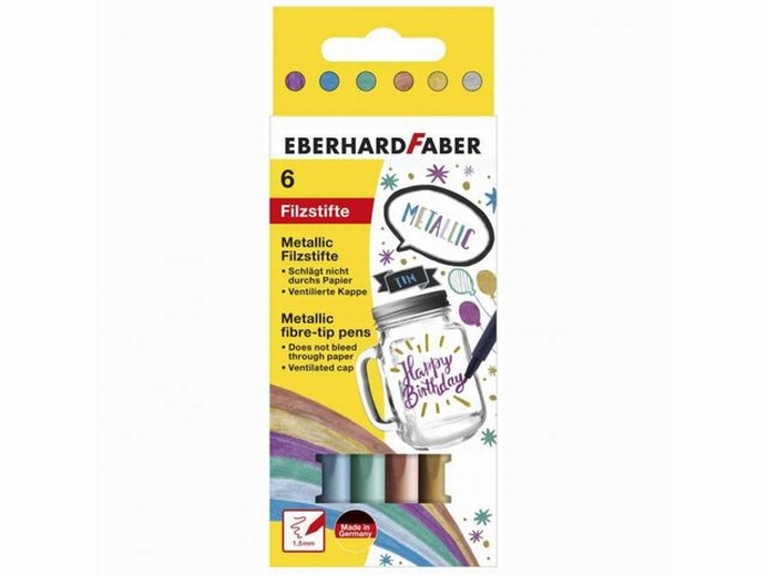 Eberhard Faber Metallic Viltstiften 6 Stuks