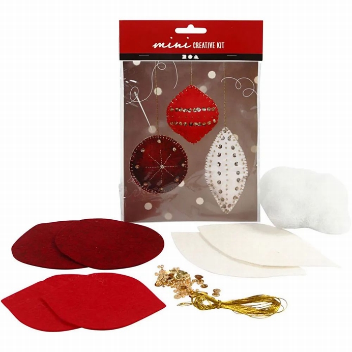 Mini Creative Kit Kerstballen Van Vilt 15 Cm 3 Stuks