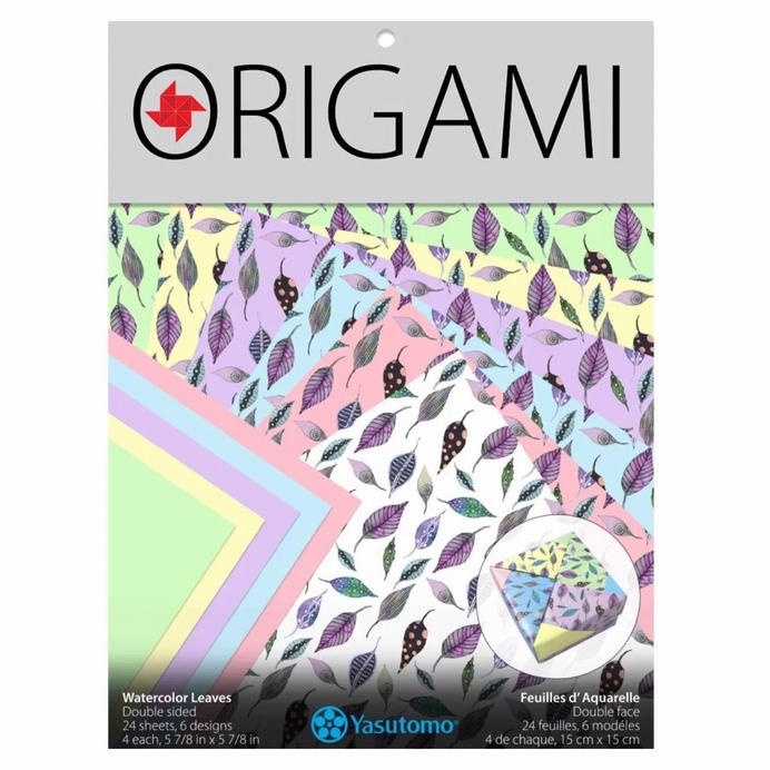 Yasutomo Origami Papier 15x15 Cm Watercolor Leaves 24 Vel