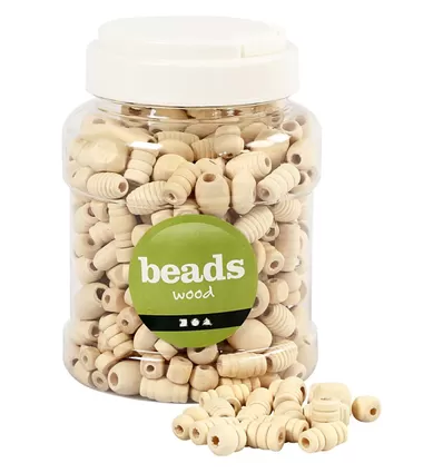 Houten Kralen Mix 5 28 Mm Naturel 200 Stuks