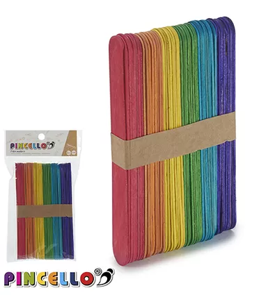 Pincello Gelkleurde Ijsstokjes 15 X 1,6 50 Stuks