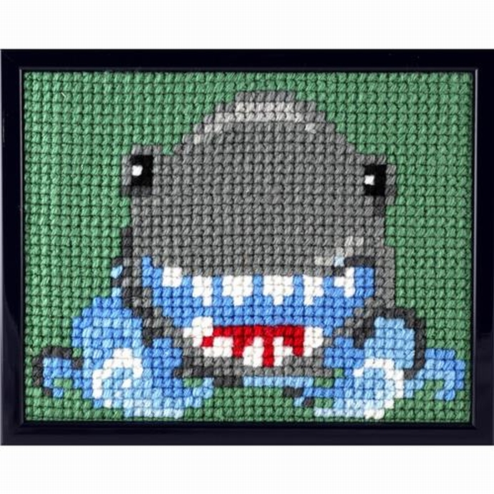 Pako Voorbedrukt Kinder Kruissteek Borduurpakket Haai