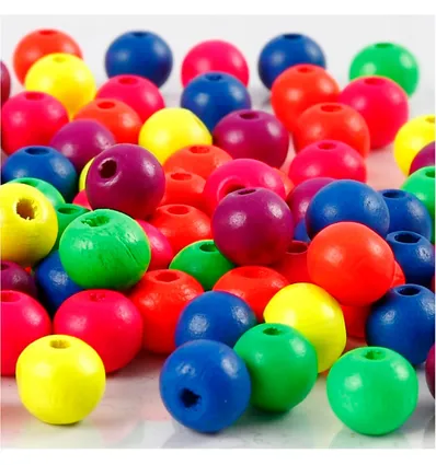Houten Kralen 8 Mm Neonmix 80 Stuks