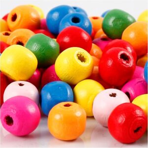 Houten Kralen Mix D 10 Mm, Gatgrootte 2,5 3 Mm 22 Gr