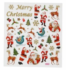 Stickervel Kerstman Met Rendier 15x16,5 Cm 46 Stuks