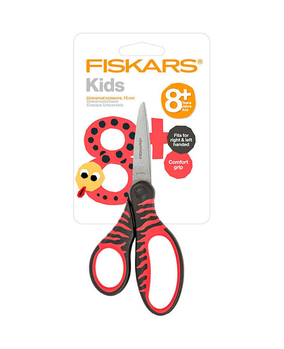 Fiskars Scissors Kids +8 Softgrip Black & Red 15cm