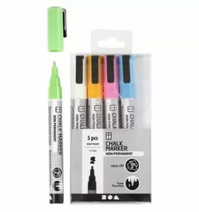 Chalk Markers Set 1,2 3 Mm Sterke Kleuren 5 Stuks