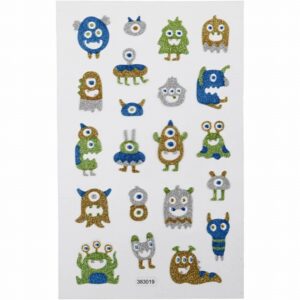 Glitter Stickers, Aliens, 10x16 Cm