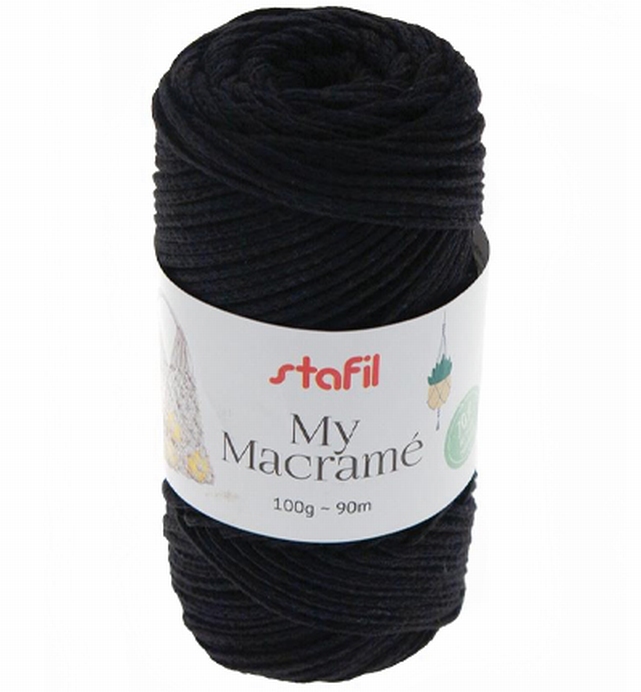 Stafil My Macrame Yarn, Black 100gr / 90mtr.