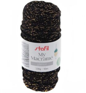 Stafil My Macrame Glitter, Black 100gr / 90mtr.