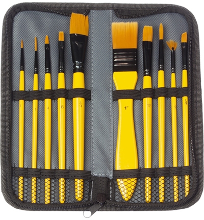 Penselen Kangaro Acrylverf Nylon Haar 10 Dlg In Etui