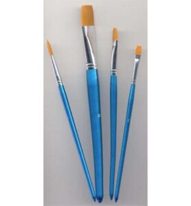 Artist Brush Set, 1x Round, 3x Flat, 4 Pcs