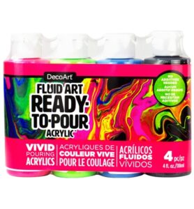 Decoart Fluid Art Ready To Pour Acrylic Packs, Neon Blast