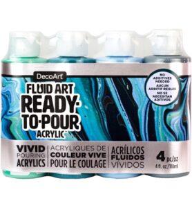 Decoart Fluid Art Ready To Pour Acrylic Packs, Silver Seas