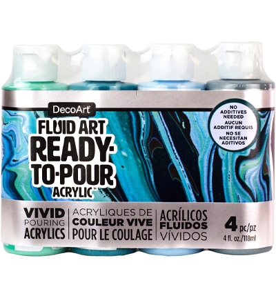 Decoart Fluid Art Ready To Pour Acrylic Packs, Silver Seas