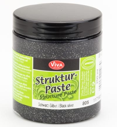 Viva Decor Struktuur Pasta Zwart Zilver 250ml