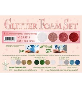 Glitter Foam Set 4, 4 Different Glitter Foam Sheets A4 Red / White Colours.