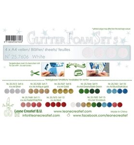 Glitter Foam Set 5, 4 Vellen A4 Wit
