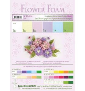 Flower Foam Assortment Set 1, 6 Sheets A4 0.8mm. Pastel Colours Incl. Instructions.