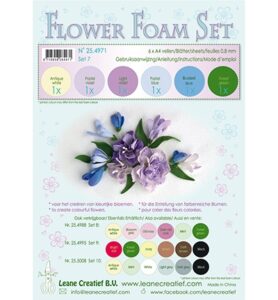 Flower Foam Set 7, 6 Sheets A4 0.8mm. Pastel Blue/violet Colours Incl. Instructions.