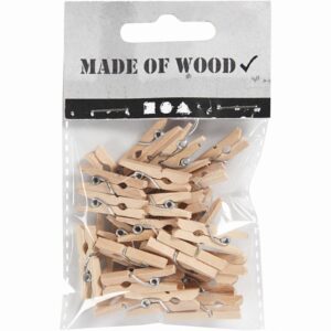 Mini Knijpers l: 25 mm, b: 3 mm, berkehout, 30 stuks