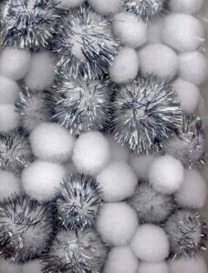 Pom Poms Set Wit Incl Glitter 50 St 2 Cm, 2.5 Cm, 3.5 Cm