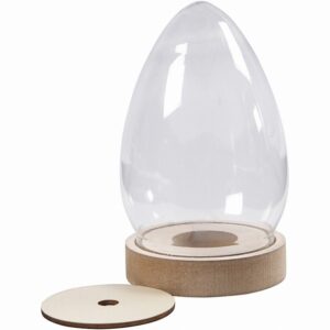 Eivormige Stolp Op Houten Voet, H: 15,5 Cm, D: 8 Cm