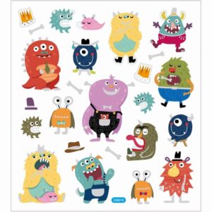 Stickers, Vel 15x16,5 Cm, Circa 25 Stuk, Monsters 1vel