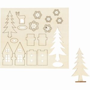 Diy Houten Figuren, Huis, Bomen, Hert, 3mm Dik