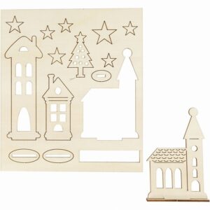 Diy Houten Figuren, Kerstdorp, L: 20 Cm, B: 17,5 Cm,