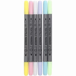 Textielstiften in Pastelkleuren - 6 stuks