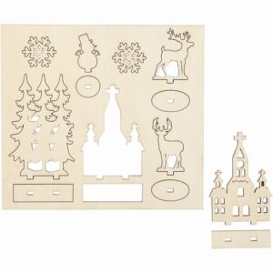 Diy Houten Figuren, Kerk, Kerstbomen, Hert, 3mm Dik