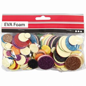 Eva Foam Cirkels Assorti Kleuren Glitter Zelfklevend