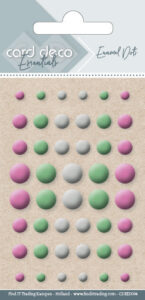 Card Deco Essentials Enamel Dots Pink Green And White
