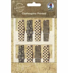 Ursus Vintage Wasknijpers Met Print Set Van 8 Stuks 4,5 Cm