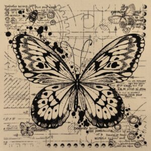 Indigoblu Fabric Panel Butterfly Cotton 8 X 8 Inch