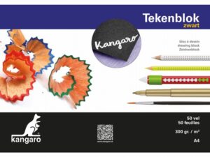 Tekenblok A4 Zwart Papier 300 Grams Kangaro